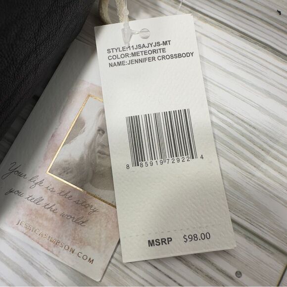 JESSICA SIMPSON STUDDED GOLD TONE‎ CHAIN JENNIFER CROSSBODY PURSE METEORITE NWT - Picture 4 of 12